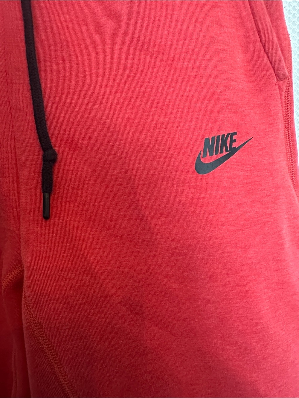 Nike Tech Heather Red Fleece Joggers with Black Trim - Picture 2 of 6